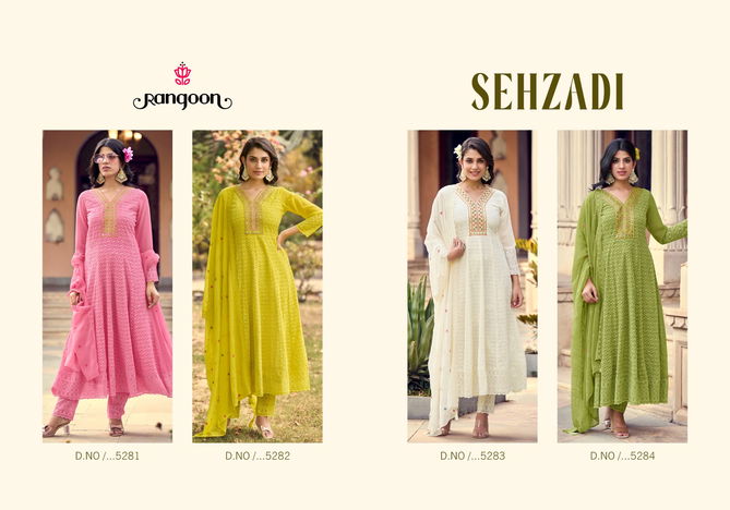 Sehzadi By Rangoon Heavy Work Georgette Designer Kurti With Bottom Dupatta Bulk Order In India